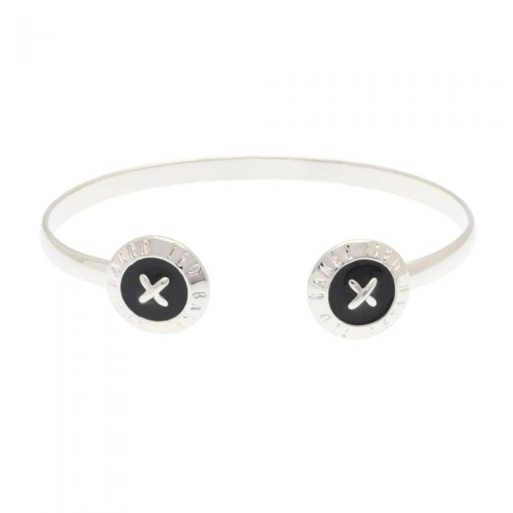 Ted Baker Eida SILVER Finish BLACK Enamel Cuff